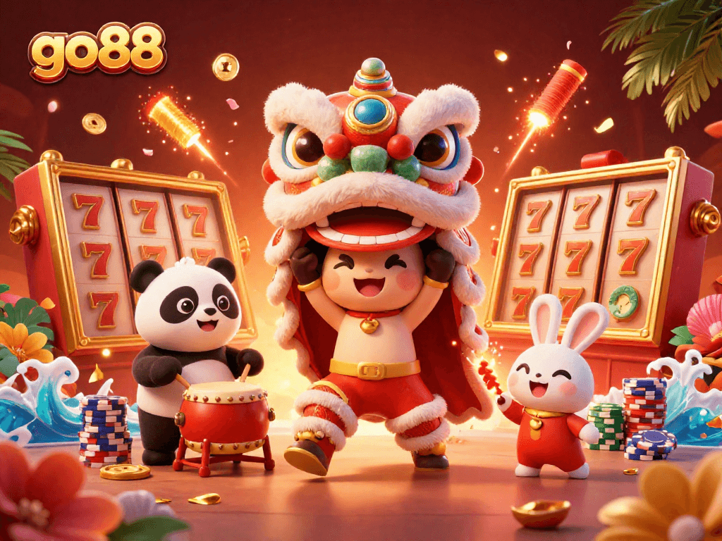 Experience the vibrant world of go88 with a lively casino scene of dance and fortune.