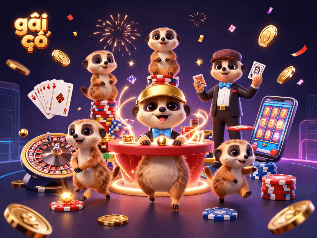 Engage in thrilling gameplay at the vibrant casino with gái gọi, where playful meerkats deal cards and sneak chips.