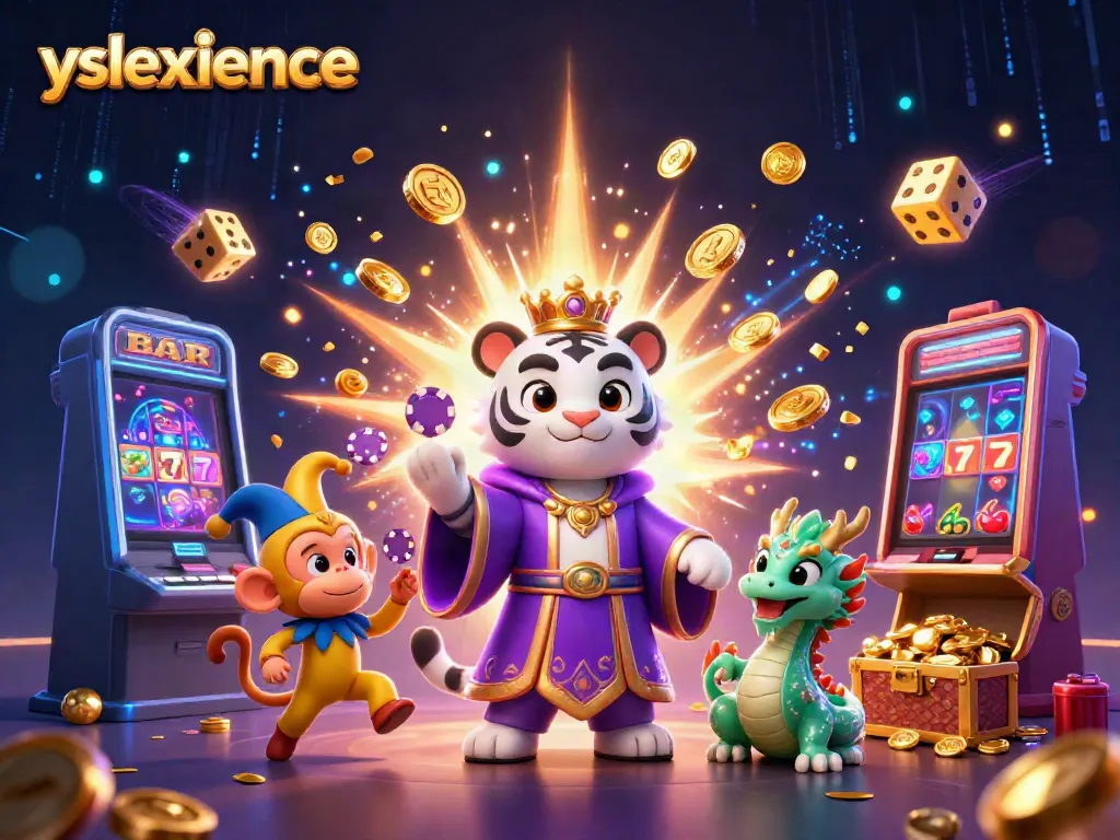 Experience the thrill of yslexperience with 3D characters and slot visuals in an immersive casino scene.