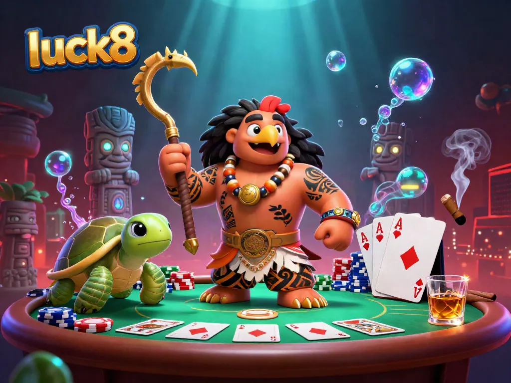 Engage in thrilling poker action with luck8 as a demigod and turtle bring the excitement to life.