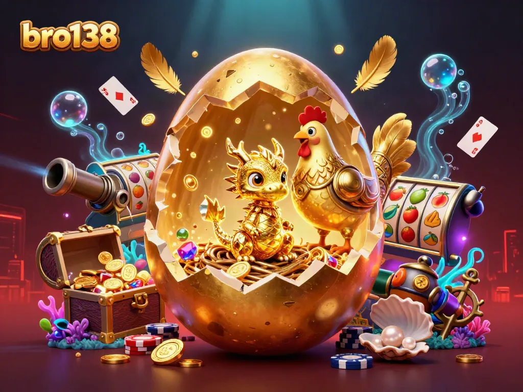 Engage in exciting gameplay at bro138 with a golden dragon and vibrant slots dynamic illustration.