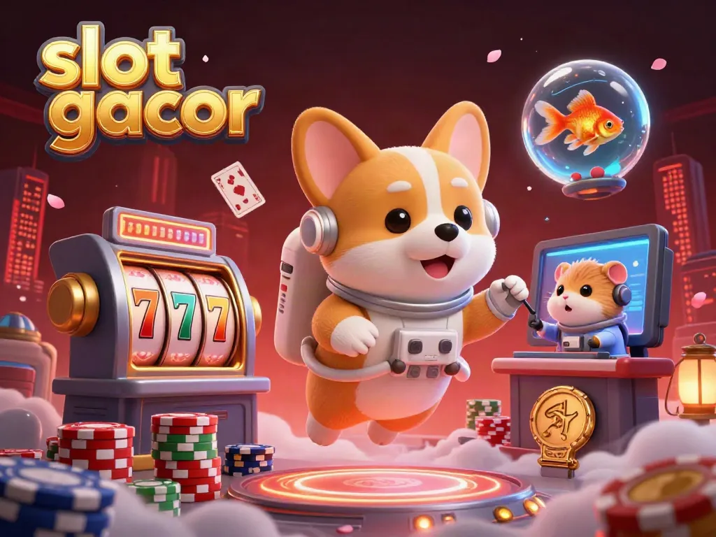 Experience thrilling slot gacor action in a vibrant space station casino scene with animated characters.