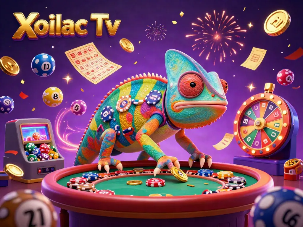 Xoilac Tv offers vibrant lottery games surrounded by a colorful casino atmosphere of excitement and energy.
