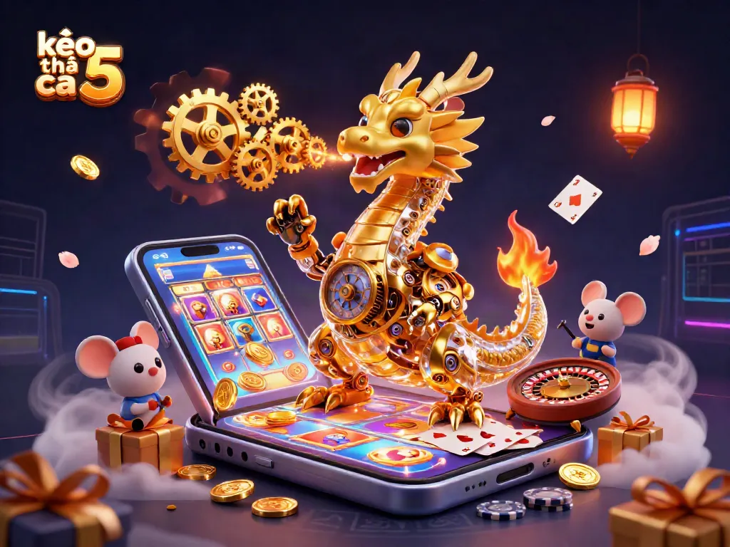 Experience the thrill of kèo nhà cái 5 with our vibrant 3D casino scene showcasing winning elements and captivating characters.