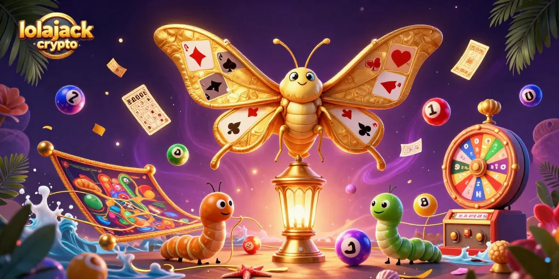 Engage with lolajack crypto in this vibrant 3D illustration showcasing dynamic casino elements.