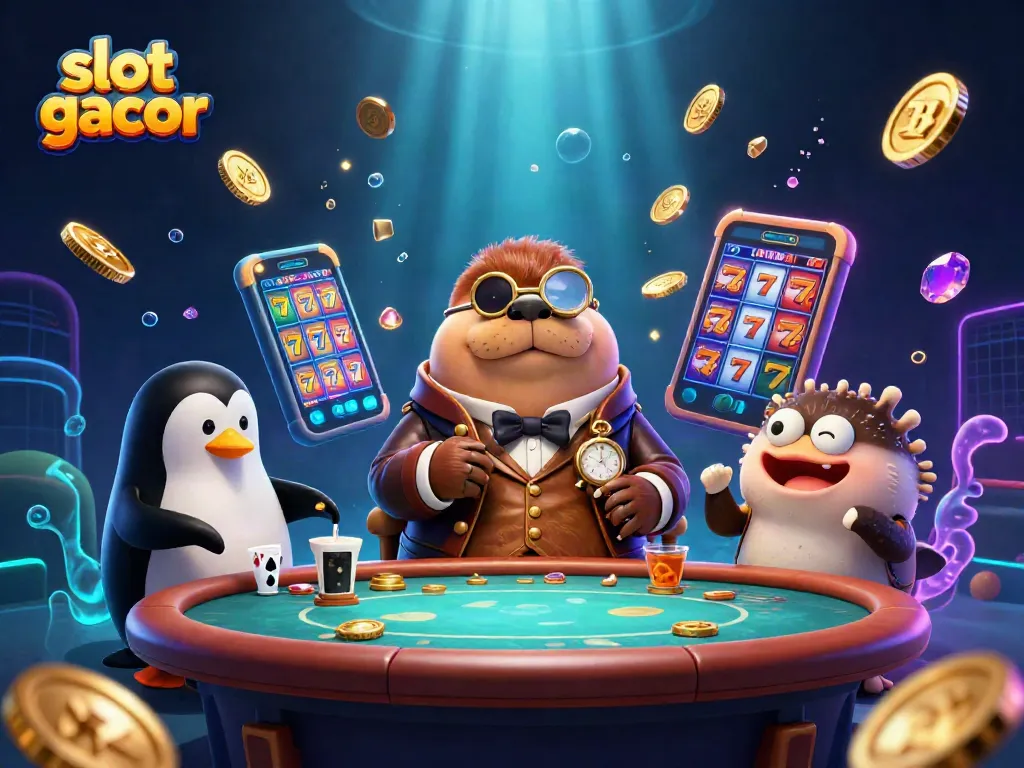 Experience thrilling slot gacor action with a jolly walrus and casino characters at play.