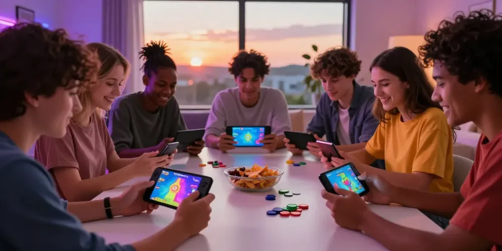 Group of friends enjoying yono games together in a cozy setting.
