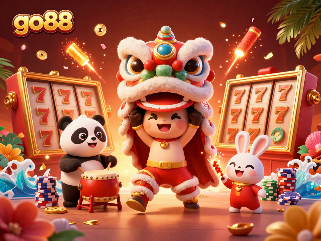 Experience the vibrant world of go88 with a lively casino scene of dance and fortune.