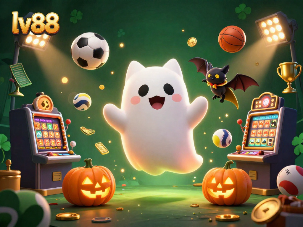 Experience the thrills of online betting with lv88 in this vibrant haunted casino scene.