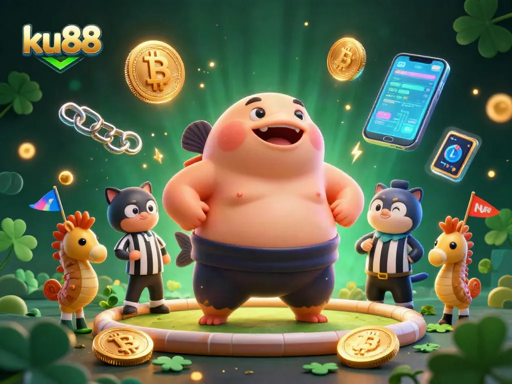 Engage with ku88's thrilling underwater casino world featuring a dynamic fugu champion and lively seahorse fans.