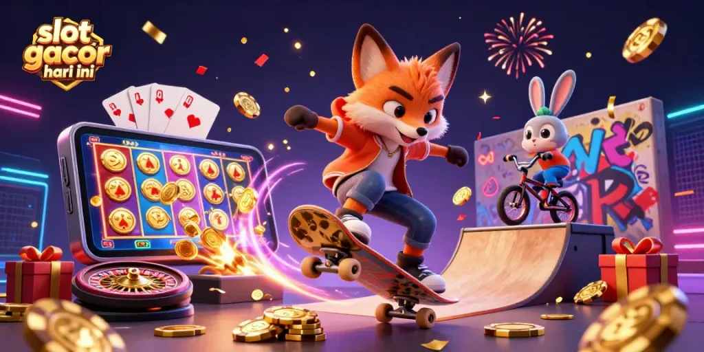 Menangkan slot gacor hari ini dengan karakter kartun yang seru dalam ilustrasi yang penuh warna dan detail.