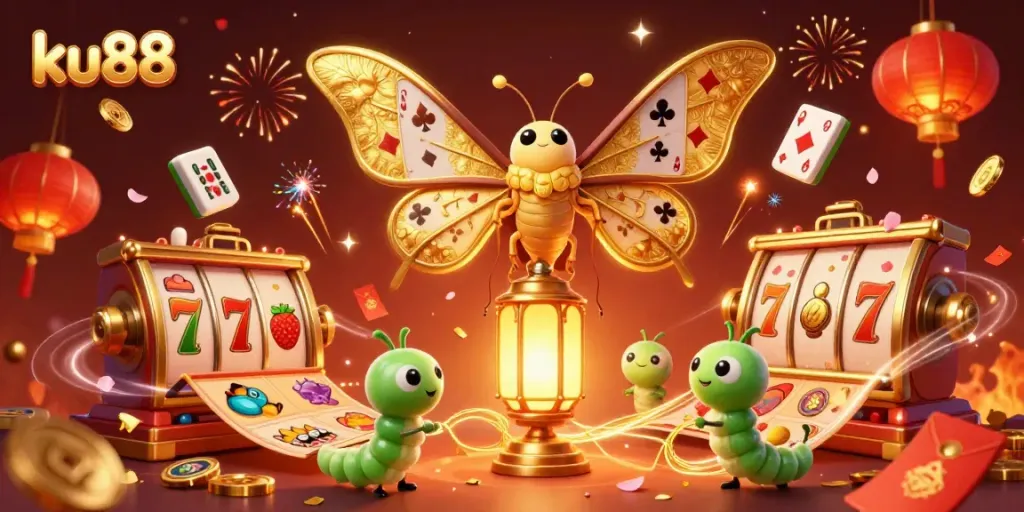 Experience the excitement of ku88 with this vibrant 3D casino illustration showcasing gaming elements.