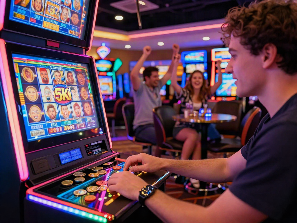 Experience the excitement of slot depo 5k in a vibrant casino scene