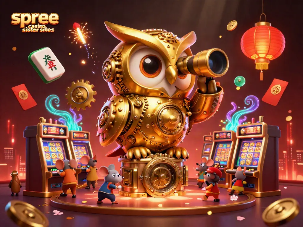 Engage with spree casino sister sites in a vibrant 3D casino scene, filled with action and excitement.