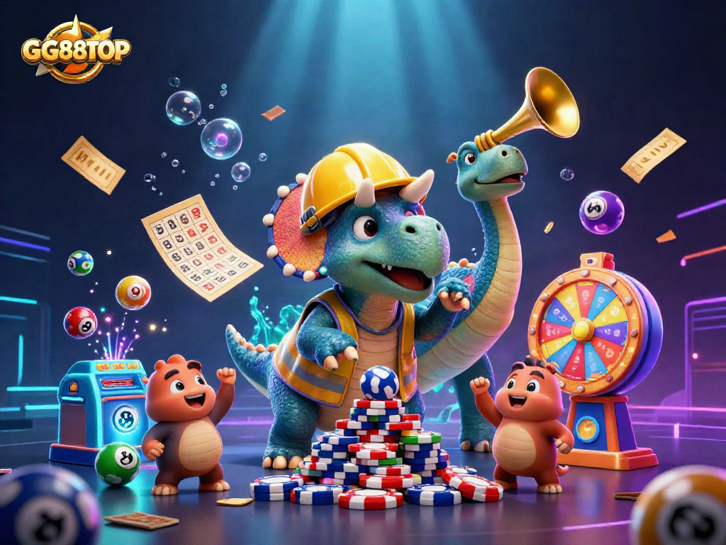 Experience the excitement of GG88TOP with a vibrant digital illustration celebrating a dynamic casino scene.
