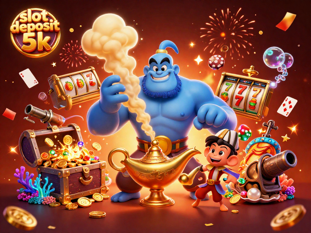 Permainan slot deposit 5k menawarkan peluang besar untuk memenangkan jackpot, lihat ilustrasi 3D yang menarik ini.