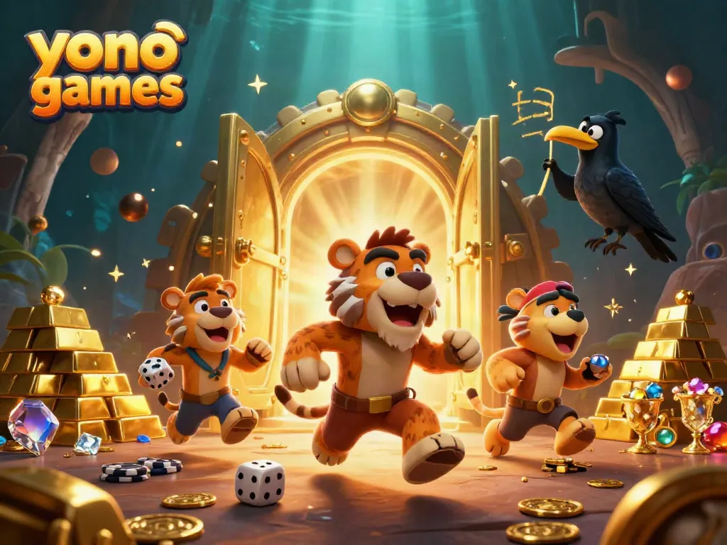 Experience the thrill of yono games in this engaging prehistoric casino scene filled with treasures and excitement.