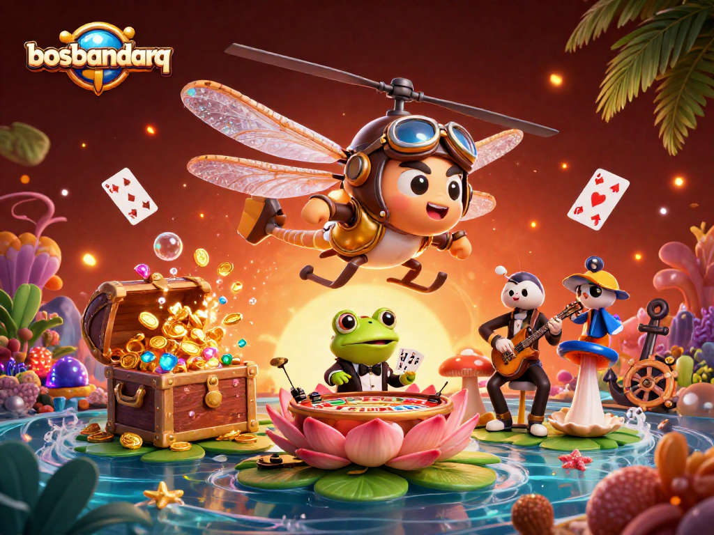 Experience thrilling gameplay with bosbandarq in a vibrant casino scene featuring animated characters.