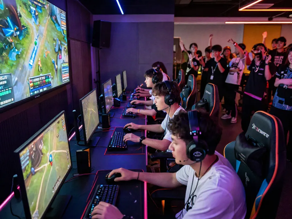 Para pemain banteng88 berkompetisi di turnamen game modern dengan suasana seru dan peralatan canggih.