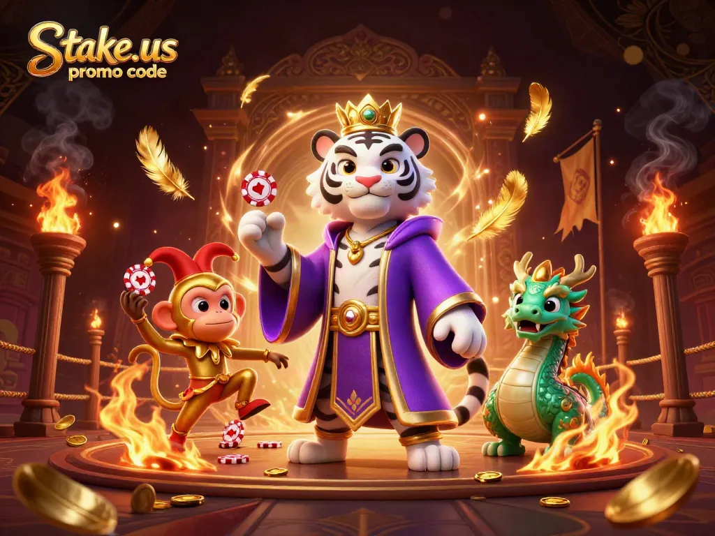 Engage with the thrilling scenes of stake.us promo code offers in this vibrant 3D illustration.