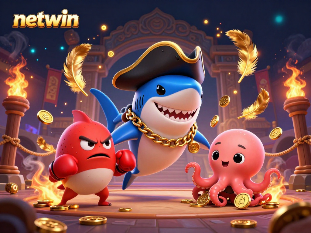 Spin the reels with the netwin pirate shark and friends in a high-energy casino atmosphere.