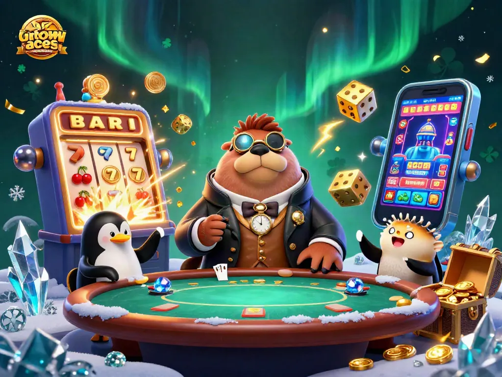 Experience the excitement of the uptown aces no deposit bonus at an underwater casino table with animated characters.
