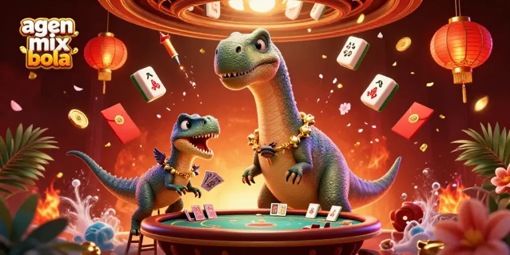 Bet on agen mix parlay bola to win with lively poker action amid vibrant casino illustration.