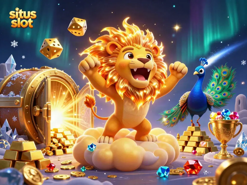 Spin the reels at situs slot with dynamic gaming visuals featuring golden treasures and playful characters.